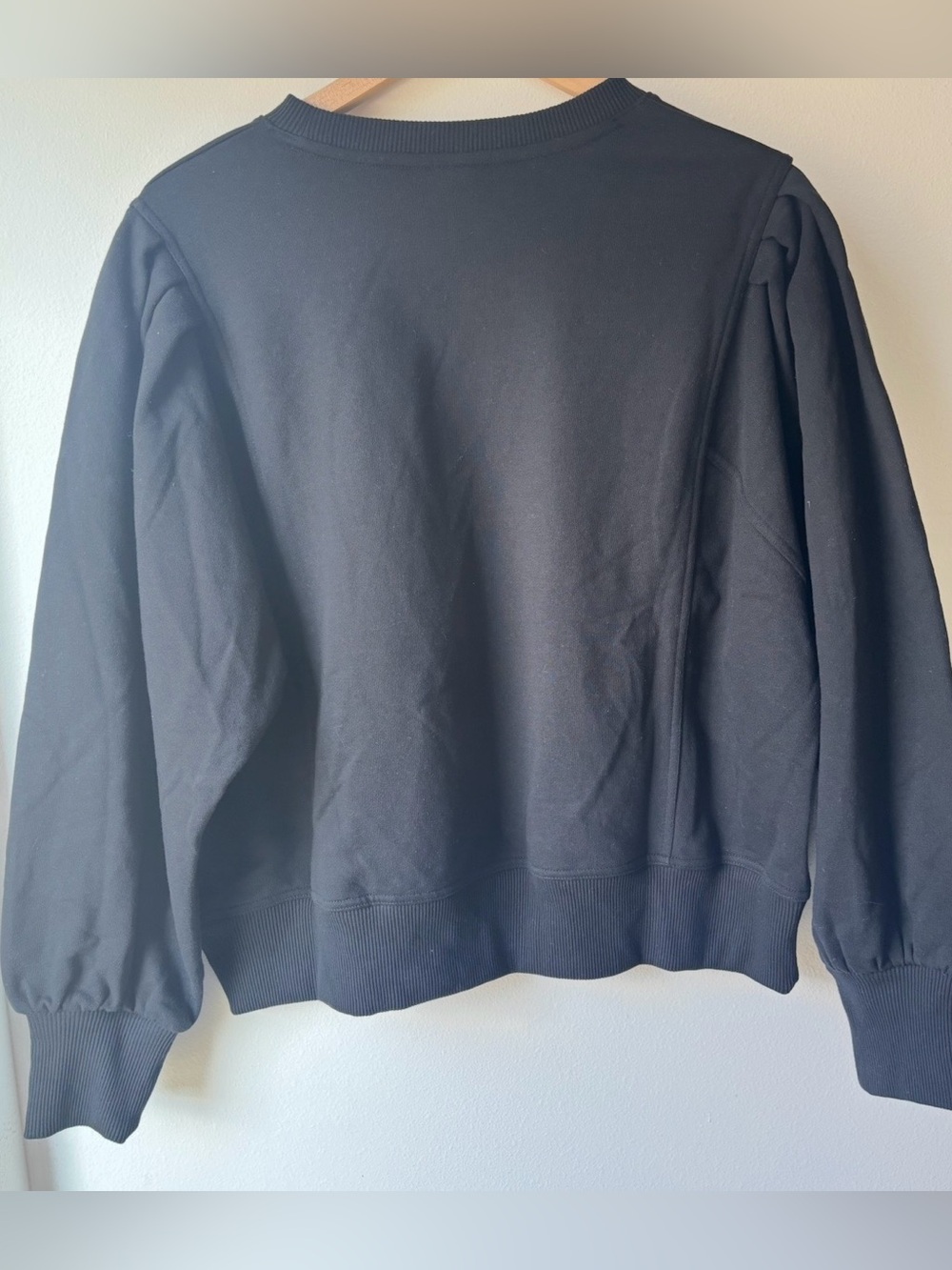 A New Day Black Crewneck Sweatshirt Puff Sleeve Size L